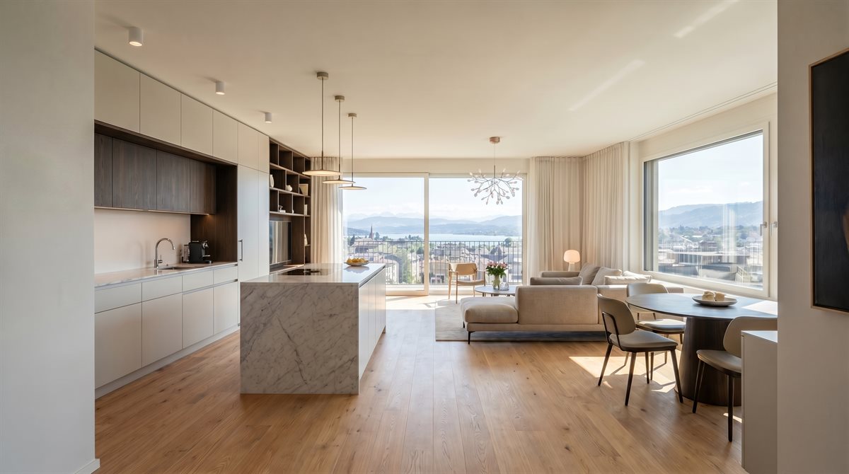 Wohnung renovieren Aargau – modernisiertes Apartment mit neuen Böden, frisch gestrichenen Wänden und renoviertem Bad durch KontrastBau